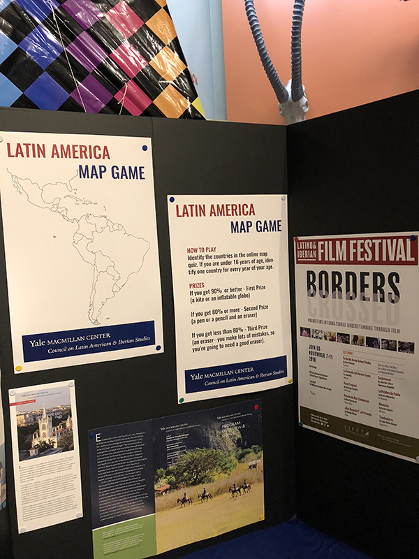 The CLAIS booth, featuring the Latin America Map Game