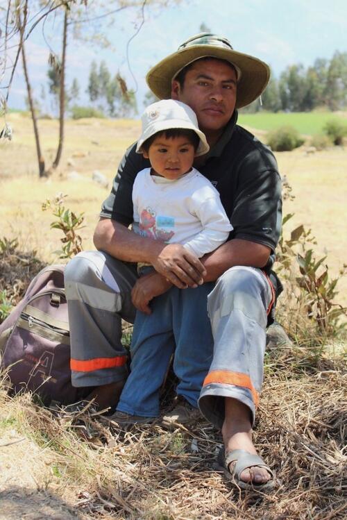 A farmer from Hualcayán named Alfredo and his son Llin.