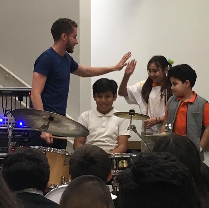 Colum O’Connor’s band performed and held an interactive lesson with the middle schoolers at The Mission Preparatory School.