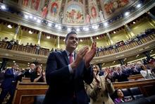 Acting Prime Minister Pedro Sánchez after the Spanish Congress of Deputies approved the new Socialist-Podemos government yesterday.
